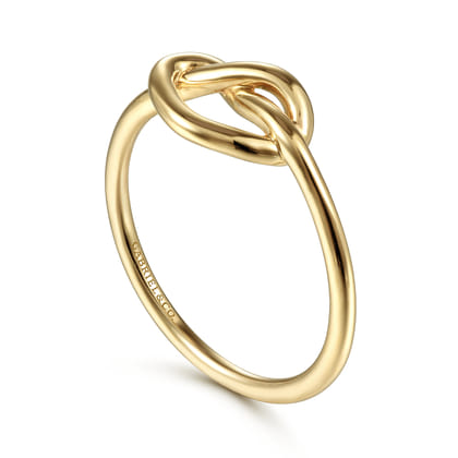 14K Yellow Gold Twisted Heart Pretzel Ring