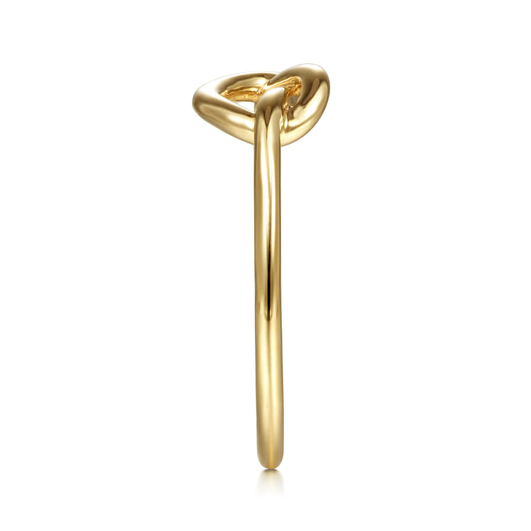 14K Yellow Gold Twisted Heart Pretzel Ring - Shot 4
