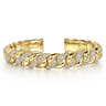 14K Yellow Gold Twisted Link Diamond Pave Cuff Bracelet - 2.3 ct