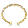 14K Yellow Gold Twisted Link Diamond Pave Cuff Bracelet - 2.3 ct