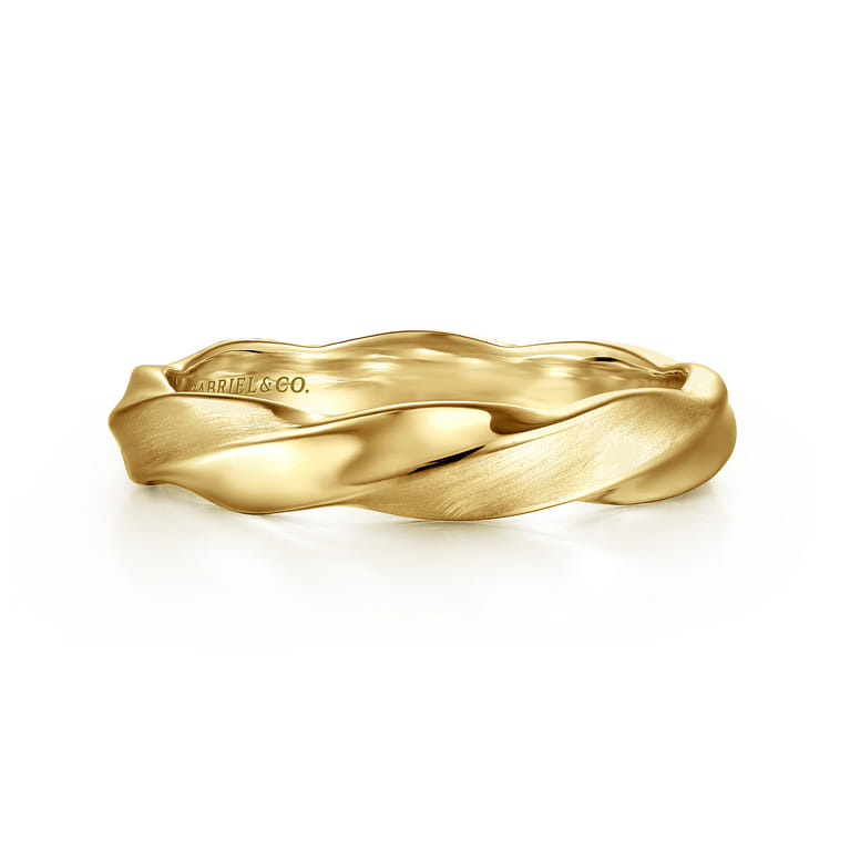 14K Yellow Gold Twisted Men's Ring - Shot 1