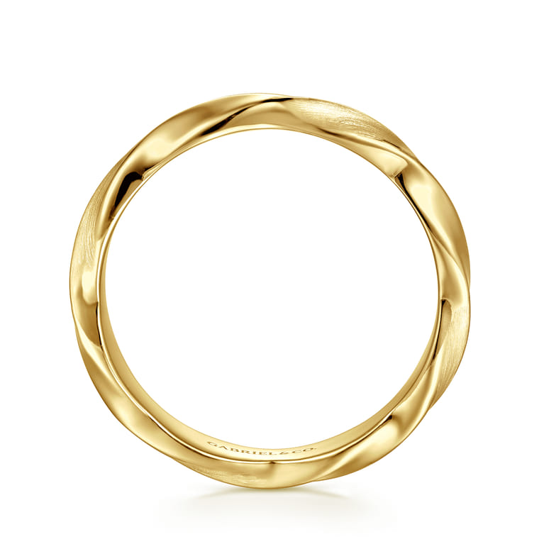 14K Yellow Gold Twisted Men's Ring - Shot 2