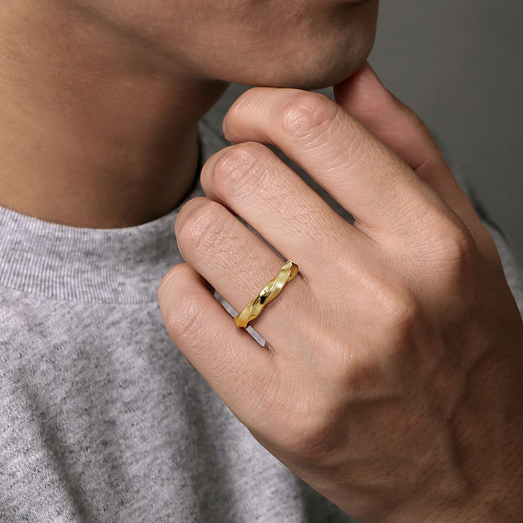 14K Yellow Gold Twisted Men's Ring
