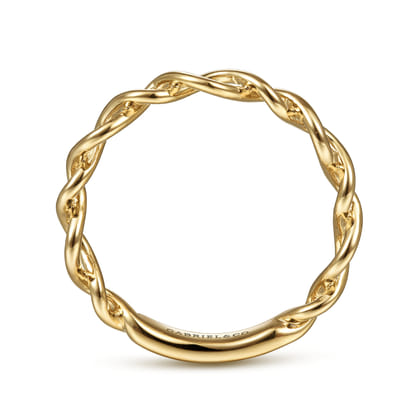 14K Yellow Gold Twisted Metal Stackable Ring
