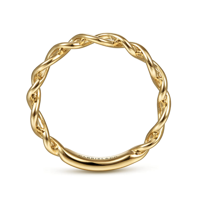 14K Yellow Gold Twisted Metal Stackable Ring - Shot 2