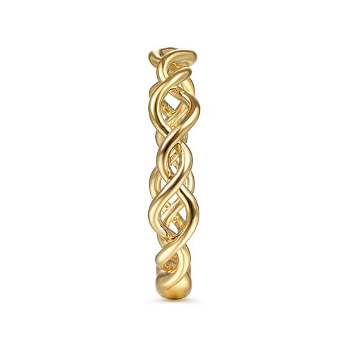 14K Yellow Gold Twisted Metal Stackable Ring - Shot 4