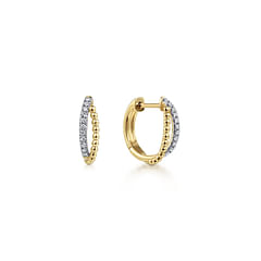 14K Yellow Gold Twisted Pave 10mm Diamond Huggie Earrings