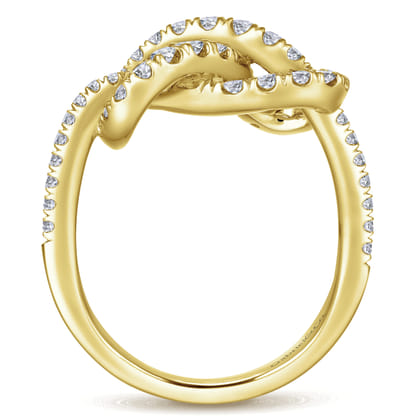 14K Yellow Gold Twisted Pretzel Diamond Ring