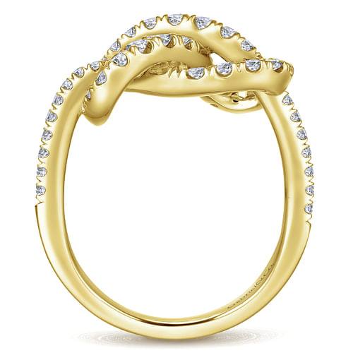 14K Yellow Gold Twisted Pretzel Diamond Ring - 0.75 ct - Shot 2