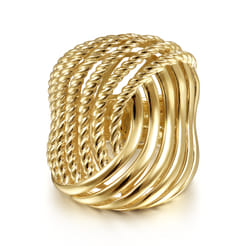 14K Yellow Gold Twisted Rope Abstract Ring