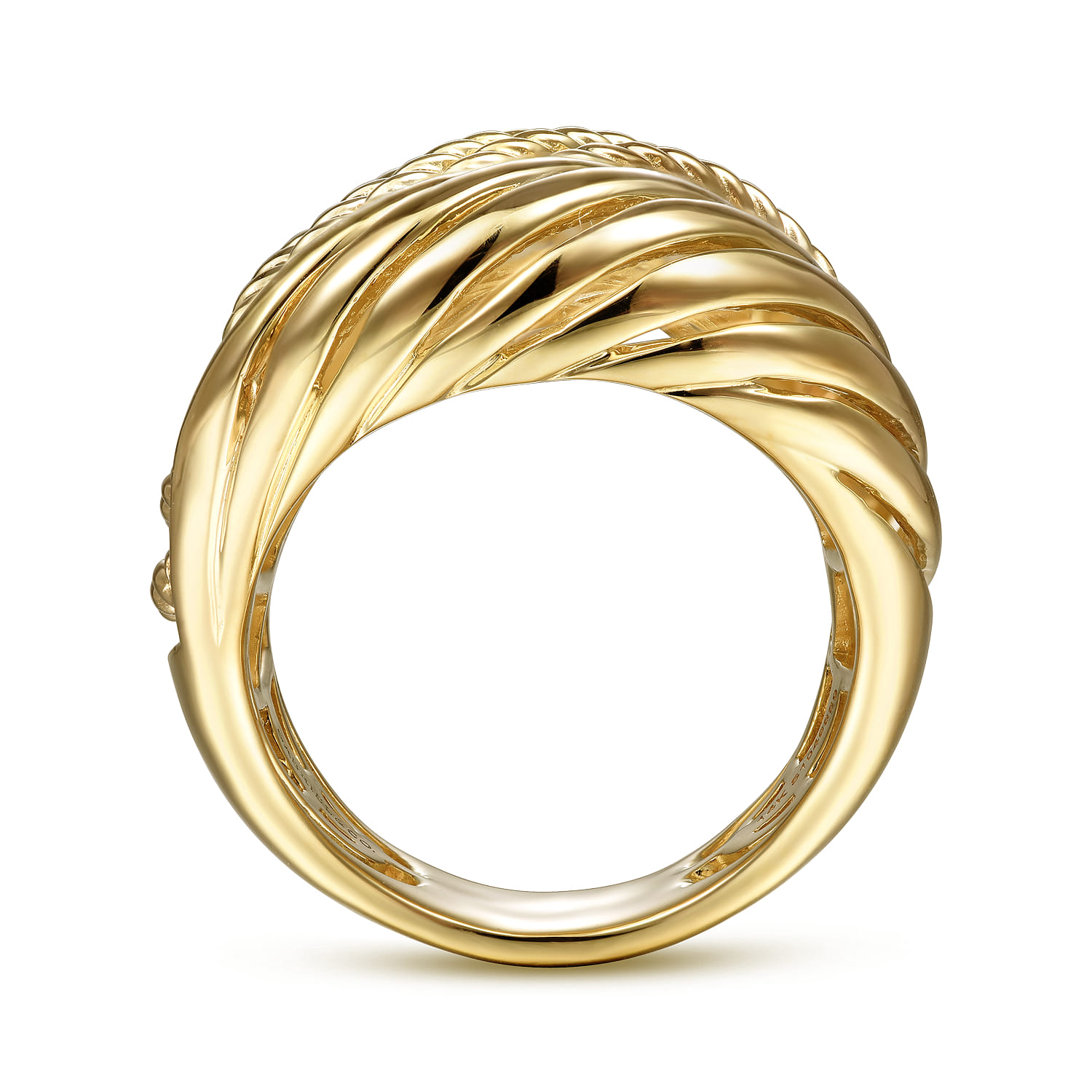 14K Yellow Gold Twisted Rope Abstract Ring - Shot 2