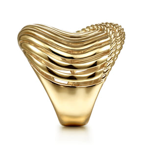 14K Yellow Gold Twisted Rope Abstract Ring