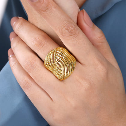 14K Yellow Gold Twisted Rope Abstract Ring