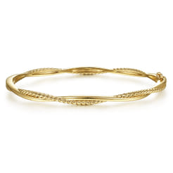 14K Yellow Gold Twisted Rope Bangle Bracelet