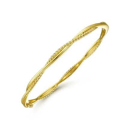14K Yellow Gold Twisted Rope Bangle Bracelet