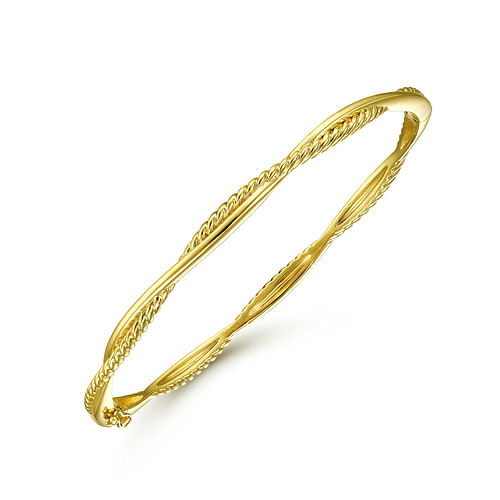 14K Yellow Gold Twisted Rope Bangle Bracelet - Shot 2