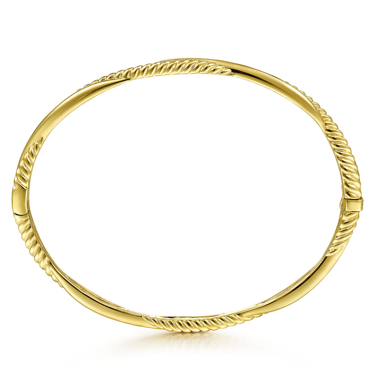 14K Yellow Gold Twisted Rope Bangle Bracelet - Shot 3