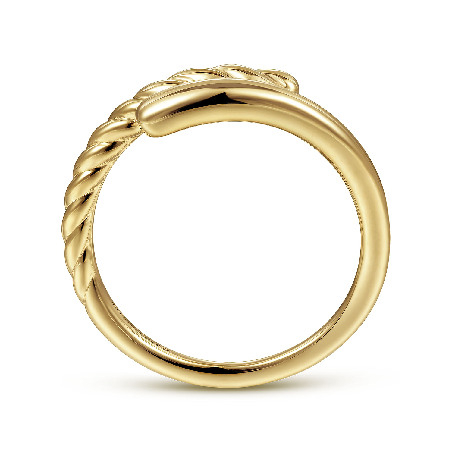 14K Yellow Gold Twisted Rope Bypass Open Ring
