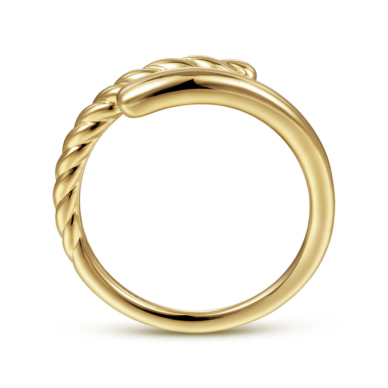 14K Yellow Gold Twisted Rope Bypass Open Ring - Shot 2