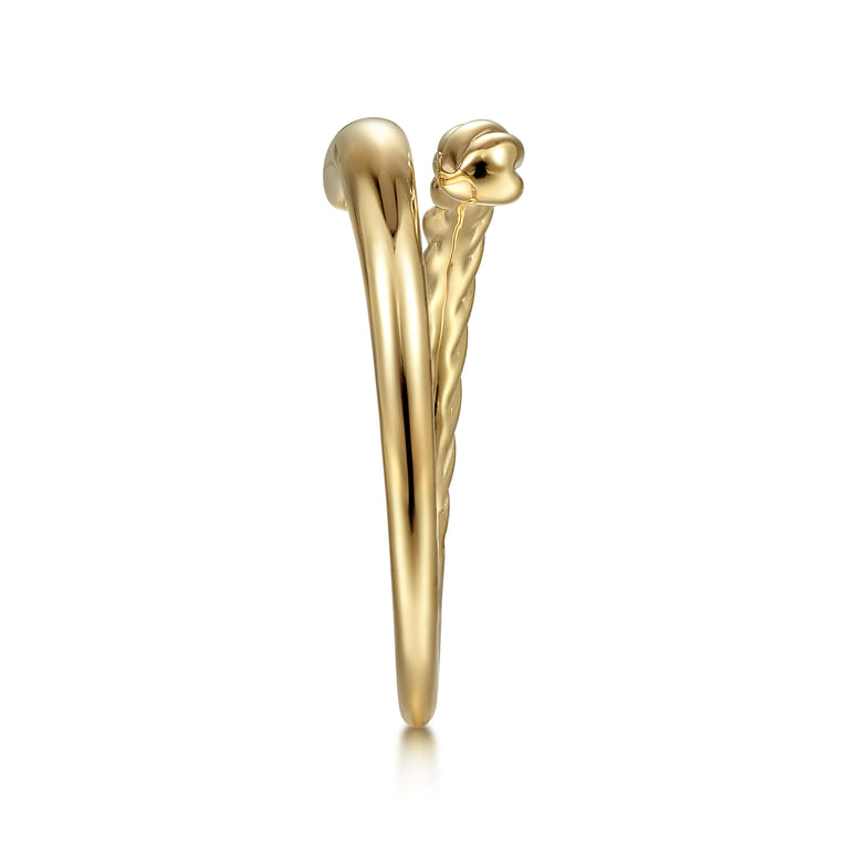 14K Yellow Gold Twisted Rope Bypass Open Ring - Shot 4