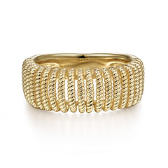 14K Yellow Gold Twisted Rope Cage Ring