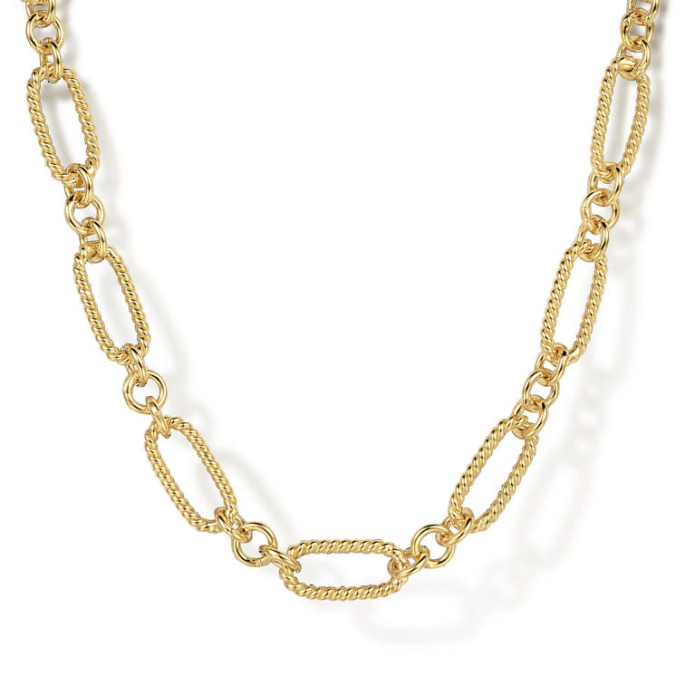14K Yellow Gold Twisted Rope Chain Necklace - Shot 1