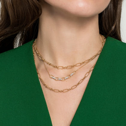 14K Yellow Gold Twisted Rope Chain Necklace