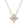 14K Yellow Gold Twisted Rope Clover Pendant Necklace with Diamond Petals - 0.07 ct