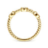 14K Yellow Gold Twisted Rope Cluster Diamond Station Stackable Ring - 0.11 ct