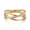 14K Yellow Gold Twisted Rope Criss Cross Ring