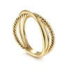 14K Yellow Gold Twisted Rope Criss Cross Ring