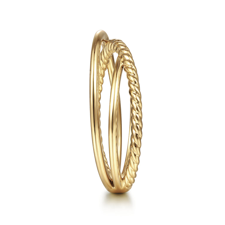 14K Yellow Gold Twisted Rope Criss Cross Ring - Shot 3