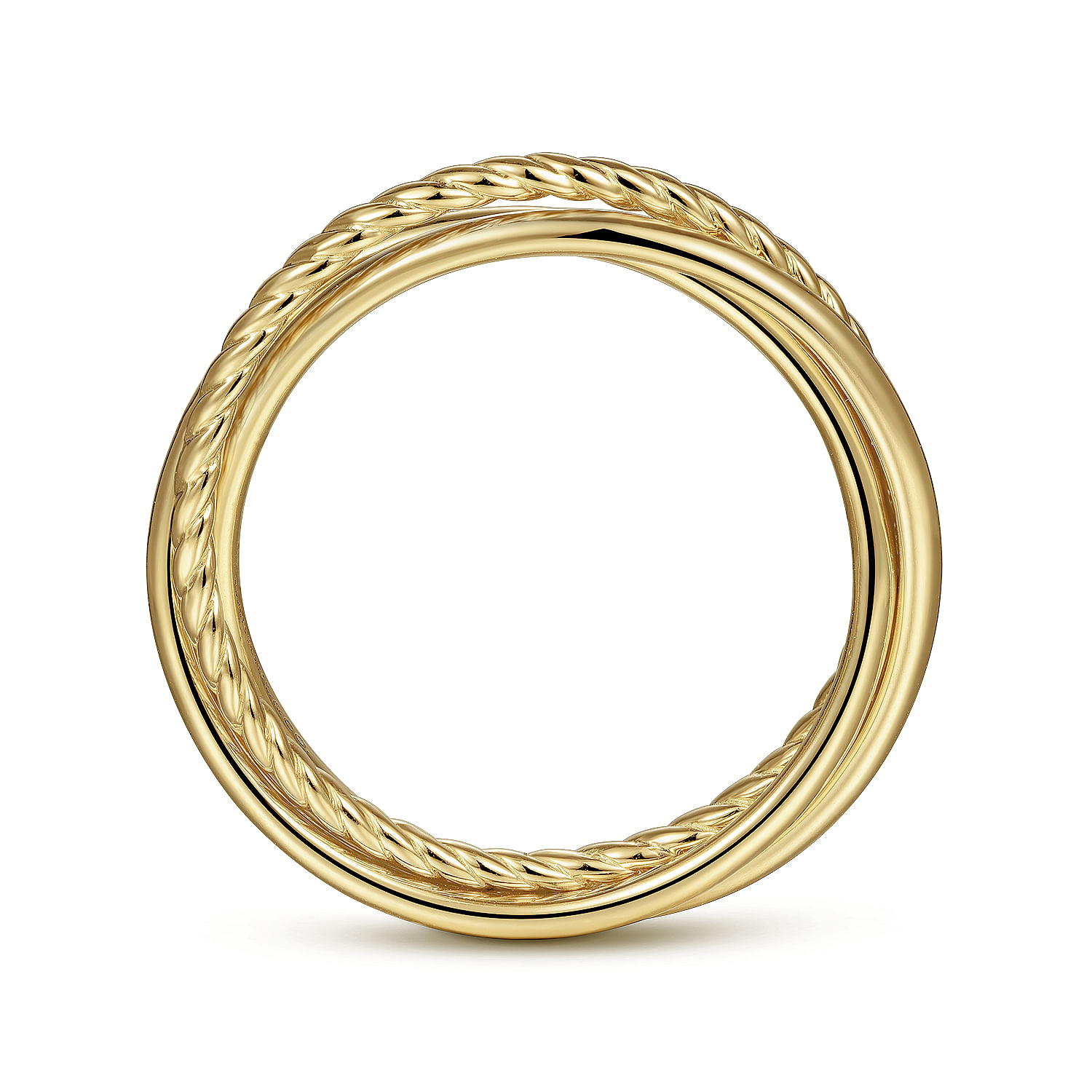 14K Yellow Gold Twisted Rope Criss Cross Ring - Shot 2