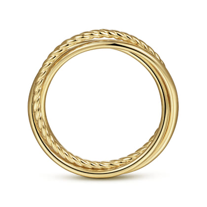 14K Yellow Gold Twisted Rope Criss Cross Ring