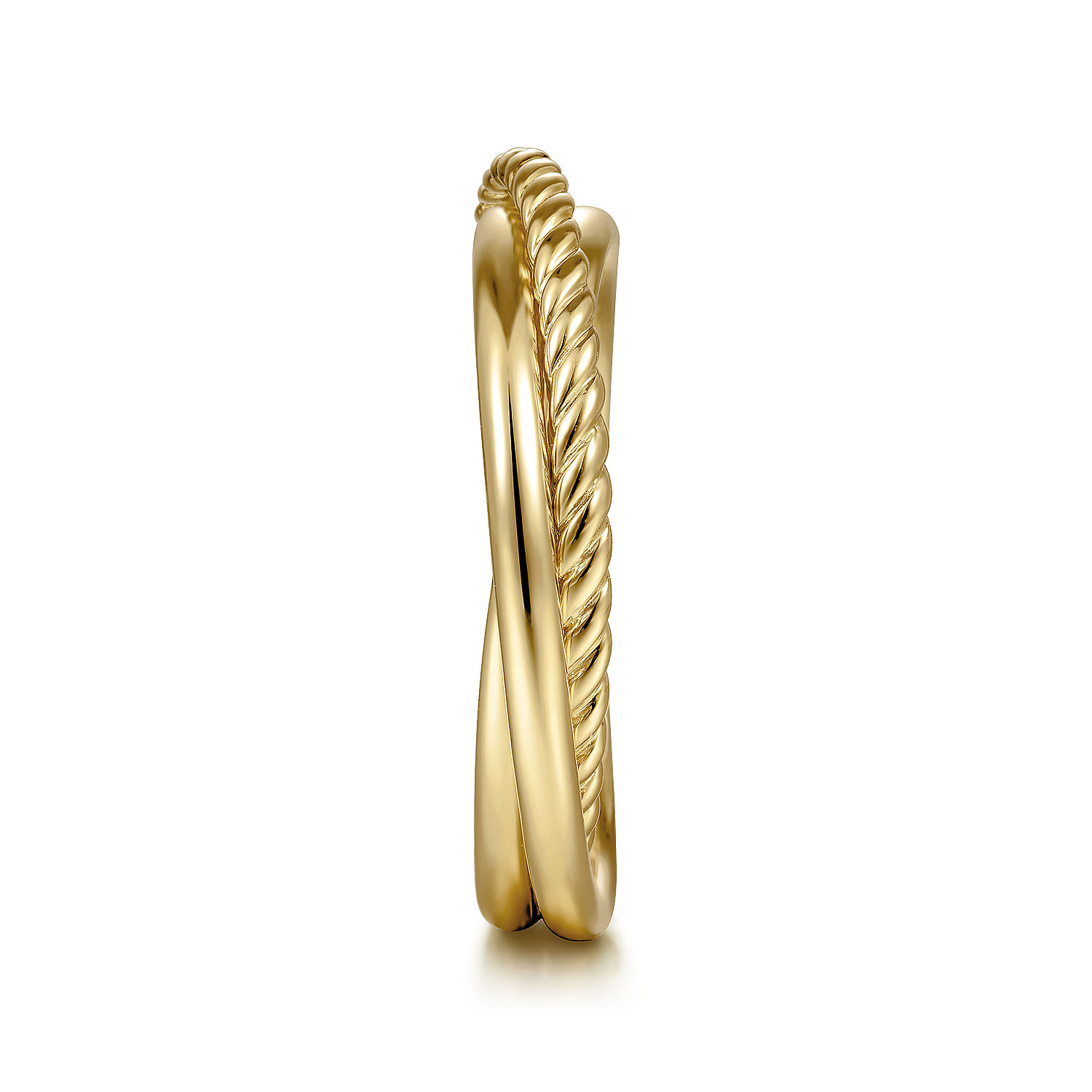 14K Yellow Gold Twisted Rope Criss Cross Ring - Shot 4
