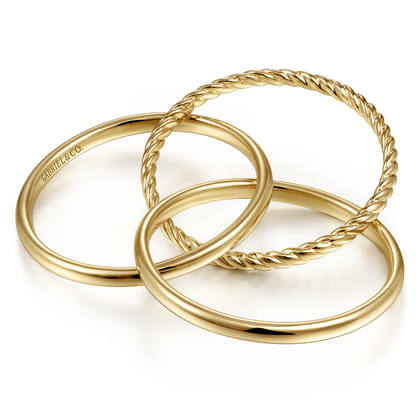 14K Yellow Gold Twisted Rope Criss Cross Ring