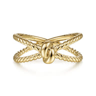14K Yellow Gold Twisted Rope Criss Cross Ring