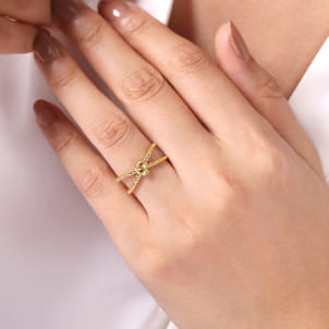 14K Yellow Gold Twisted Rope Criss Cross Ring