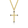 14K Yellow Gold Twisted Rope Cross Pendant with Black Diamonds - 0.16 ct