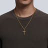 14K Yellow Gold Twisted Rope Cross Pendant with Black Diamonds - 0.16 ct