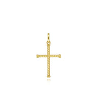 14K Yellow Gold Twisted Rope Cross Pendant