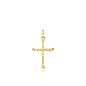 14K Yellow Gold Twisted Rope Cross Pendant
