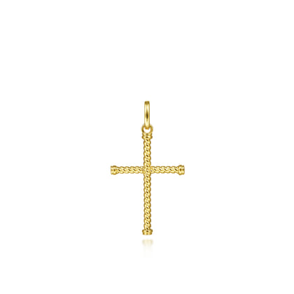 14K Yellow Gold Twisted Rope Cross Pendant