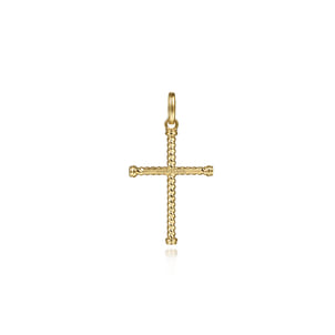 14K Yellow Gold Twisted Rope Cross Pendant