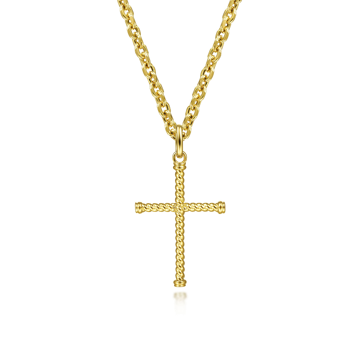 ★COURONNE★ Manon Cross 24_RCBRX25157IVX 14K Yellow Gold Twisted Rope Cross Pendant @ $465. Shop