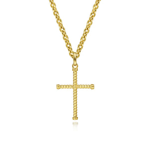 14K Yellow Gold Twisted Rope Cross Pendant