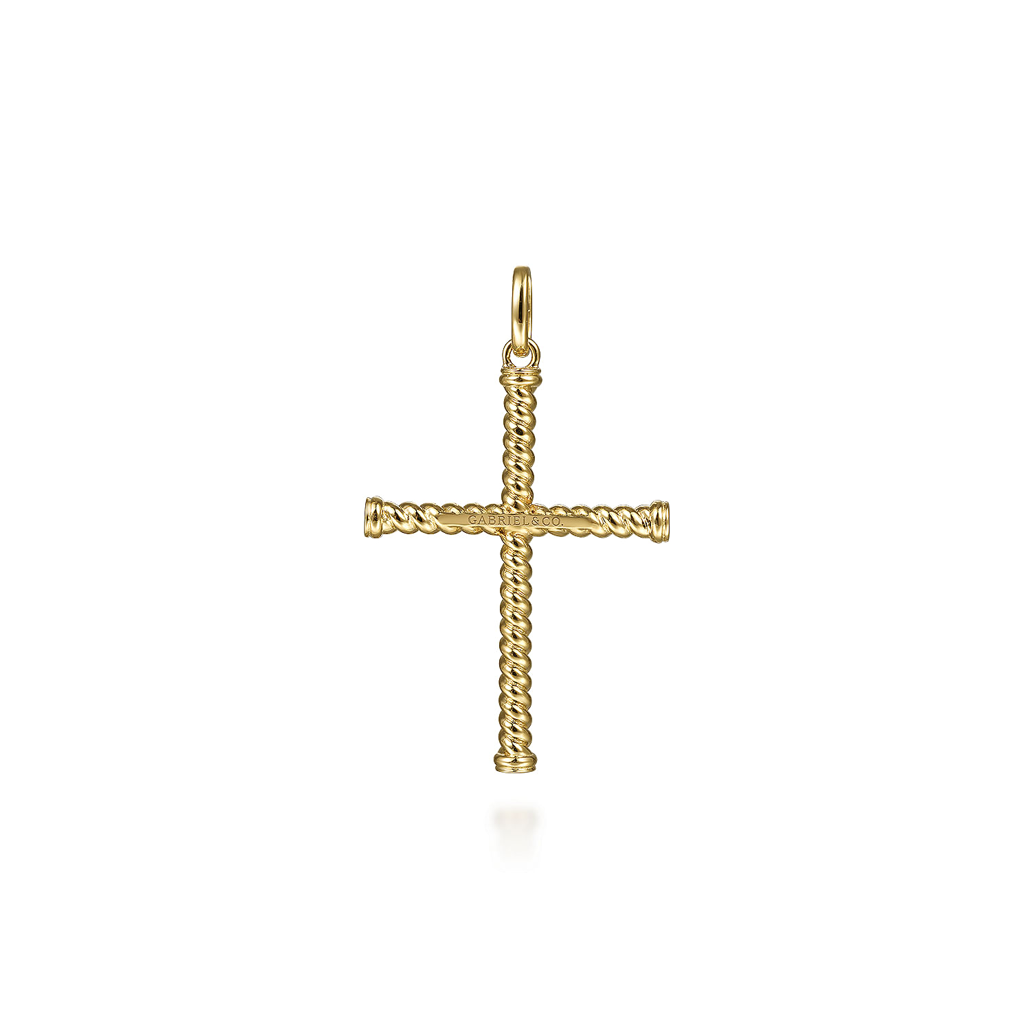 14K Yellow Gold Twisted Rope Cross Pendant - Shot 2
