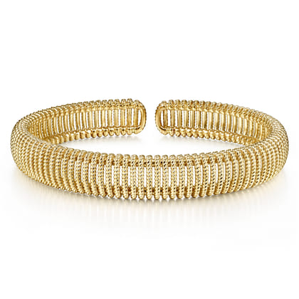 14K Yellow Gold Twisted Rope Cuff Bracelet