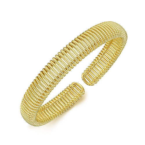 14K Yellow Gold Twisted Rope Cuff Bracelet - Shot 2