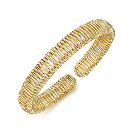 14K Yellow Gold Twisted Rope Cuff Bracelet